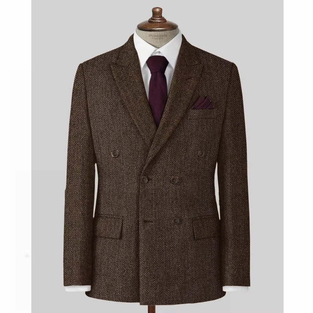 Men's Casual Blazer Herringbone Slim Fit Single Breasted Stylish Comfortable Jacket Men's Coat Double Breasted Blazer Men's Suit