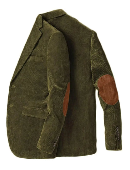 Men's Corduroy Blazer Business Casual Jacket with Elbow Patch Spring Fall Sport Coats Fashion Casual Single Breasted Men Jacket