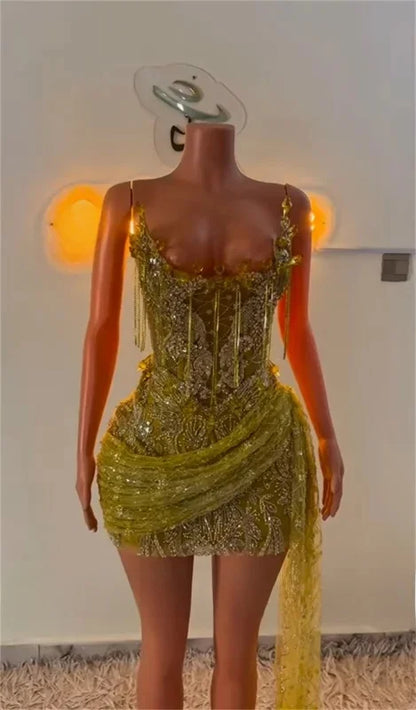 Sexy Short Prom Dress Beads Crystals Diamonds Birthday Party Gown Cocktail Homecoming Dresses Blackgirls Customized