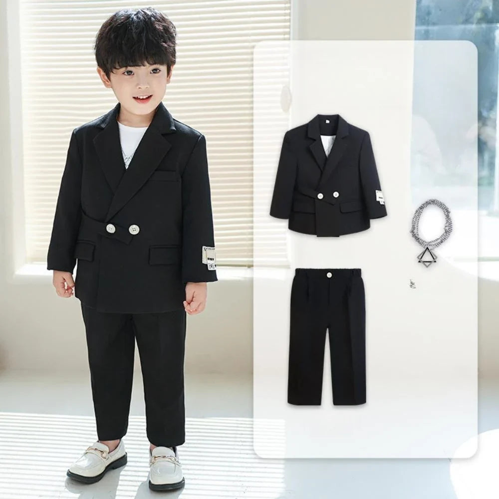 Handsome Kids Casual Suits 3 Pieces Stage Performance Wear,Spring Autumn Boys Suit Set Holiday Outfit 80-150cm