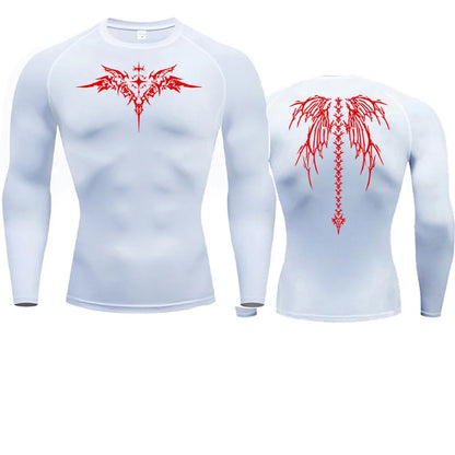 Men's Compression Shirt Anime Print Gym Sport Quick Dry Gym TShirts Fitness Athletic Undershirts Elasticity Tops Tee Summer Male