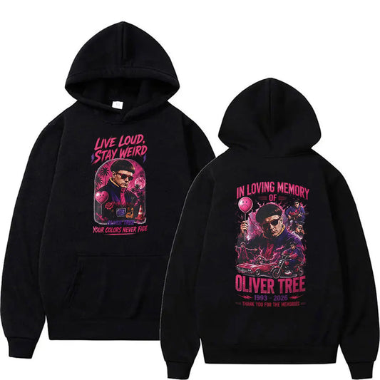 In Loving Memory of Oliver Tree Live Loud Stay Weird Your Colors Never Fade 1993-2026 Hoody Men's Vintage Long Sleeve Sweatshirt