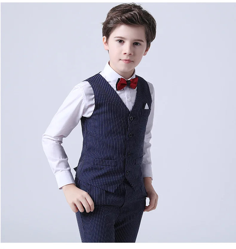 Boys Summer Wedding Suit Kids 1Year Birthday Vest Pants 2PCS Formal Suit Child Party Ceremony Costume Teenager Photography Suit