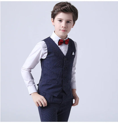 Boys Summer Wedding Suit Kids 1Year Birthday Vest Pants 2PCS Formal Suit Child Party Ceremony Costume Teenager Photography Suit
