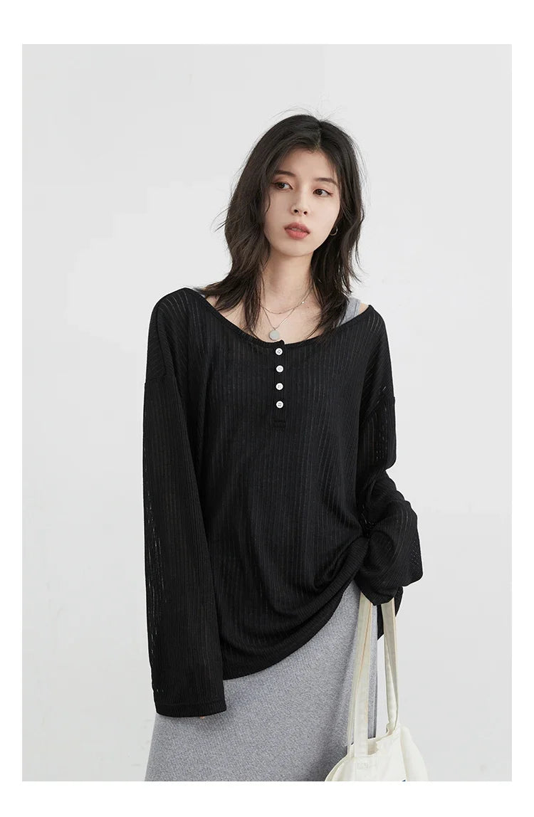 Women T-Shirts Casual Loose New Slightly Transparent O Neck Female Top Thin Sun Protection Tees Spring Summer 2025