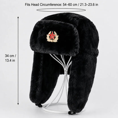 Men Women Ear Flap Hat Winter Full Fur Warm Outdoor Hat Windproof Cold Resistant Thickened Thermal Headwear for Cold Weather