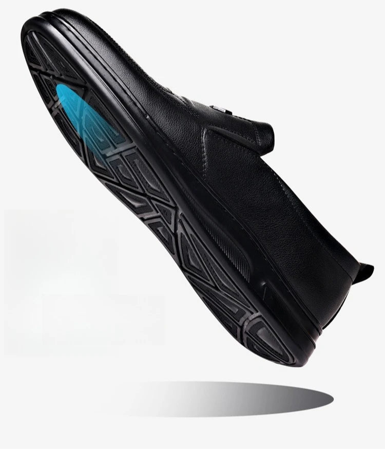 Men's Leather Business Loafers Spring Autumn Black Slip-On Shoes Male Breathable Soft Sole Comfortable Casual Driving Shoes Man