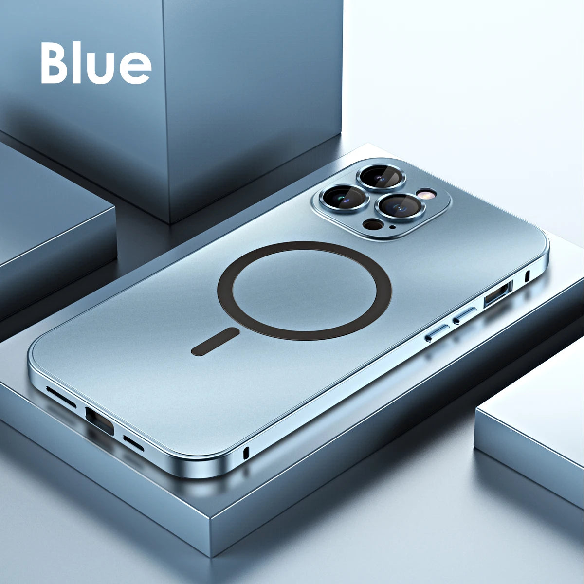 Aluminum Metal Frame Magnetic Case For iPhone 13 12 14 15 16 17 Pro Max For Magsafe Wireless Charging Lens Film PC Back Panel