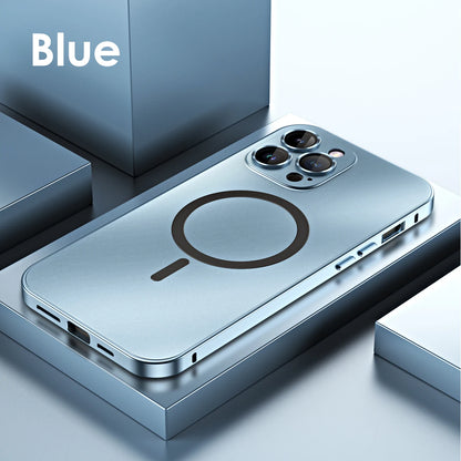 Aluminum Metal Frame Magnetic Case For iPhone 13 12 14 15 16 17 Pro Max For Magsafe Wireless Charging Lens Film PC Back Panel