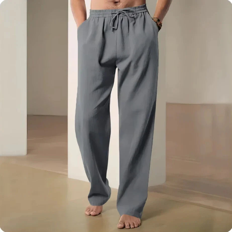 Cotton and Linen Pants Men Summer Straight Leg Casual Quick Drying Sports Pants Men Wide Leg Oversized Linen Pants 2025 New Item