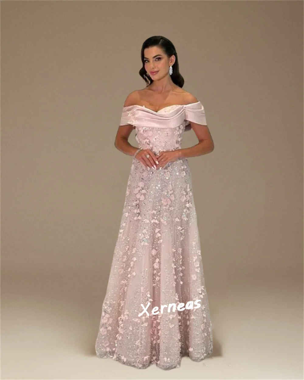 Customized Applique Beading Off-the-shoulder A-line Long Dresses Bespoke Occasion Prom Luxury Evening Gown Gorgeous Glitter