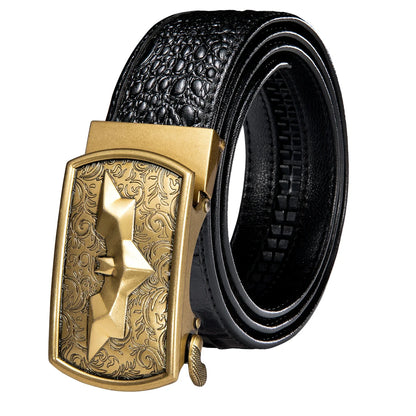 Crocodile Designer Luxury Genuine Leather Belts for Men Casual Jeans Belt Strap Gold Automatic Buckle Black Belt PD-2036