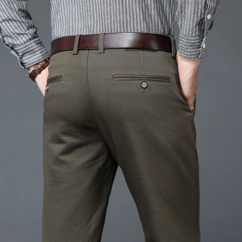 6 Colors Male Autumn Winter Casual Pants Chic Straight Formal Office Luxury Trousers Fashion Elastic Men Business Suit Pants