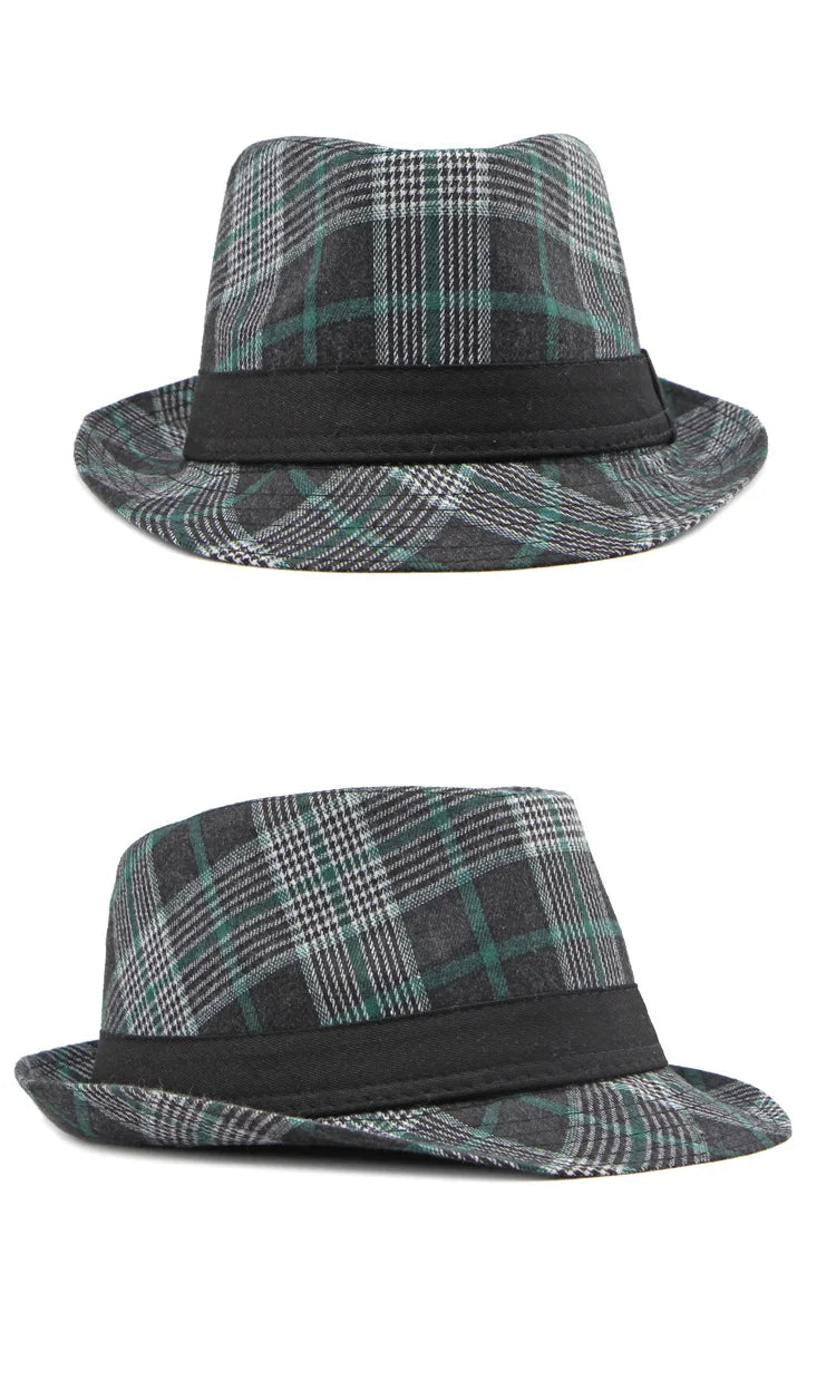 European and American Style Patterned Top Hat for Men  Sun Protection  Hat  Spring and Summer New Plaid Jazz Hat for Women