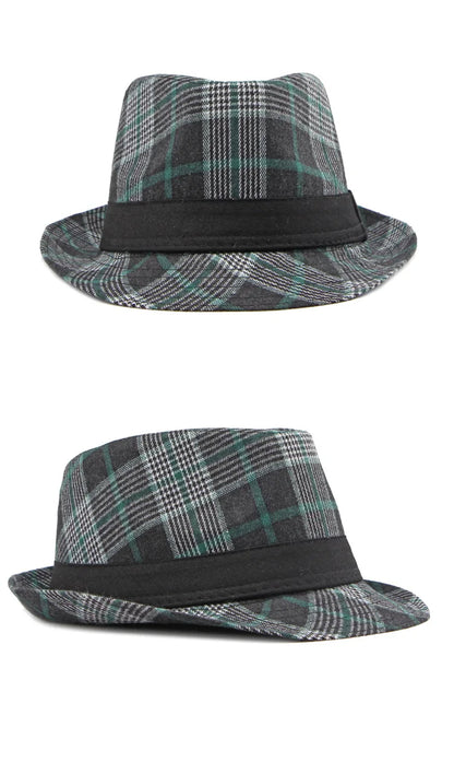 European and American Style Patterned Top Hat for Men  Sun Protection  Hat  Spring and Summer New Plaid Jazz Hat for Women