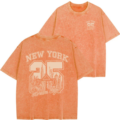 New York City Funny Print  Woman T Shirts Summer Vintage Washed Cotton Breathable Tee Shirt Fashion Casual Home Tshirt
