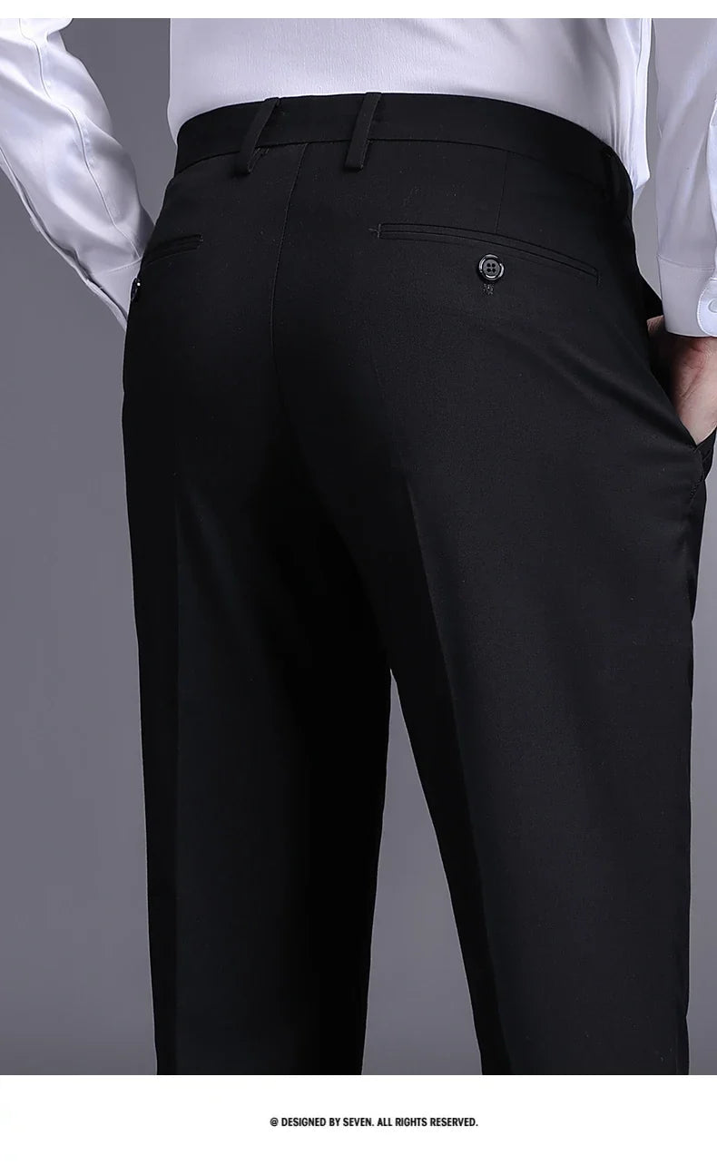 Top Grade New Brand Fashion Relax Fit Suit Pant Office Trousers For Men Dress Pants Business Straight Trousers Men's Clothing