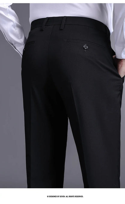 Top Grade New Brand Fashion Relax Fit Suit Pant Office Trousers For Men Dress Pants Business Straight Trousers Men's Clothing