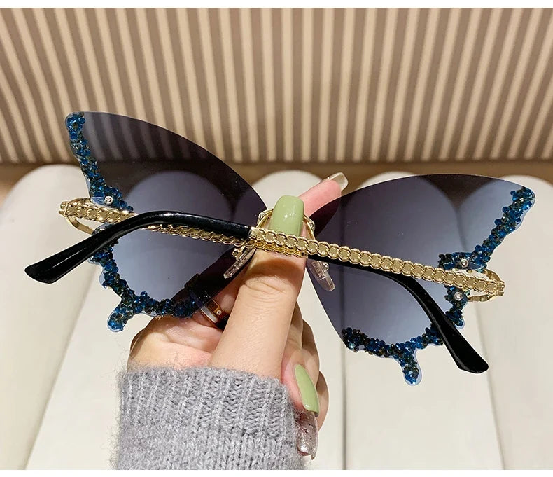 Cycling New Y2K Style Women Fashion Sunglasses Oversize Butterfly Shape Diamond Edge Design Sun Glasses Street Party Glasses