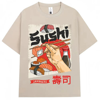Japanese Style Hokkaido Wave Vintage T-shirt Men Women Harajuku Fashion High Quality T Shirts Oversized Cotton Summer Tee Shirt