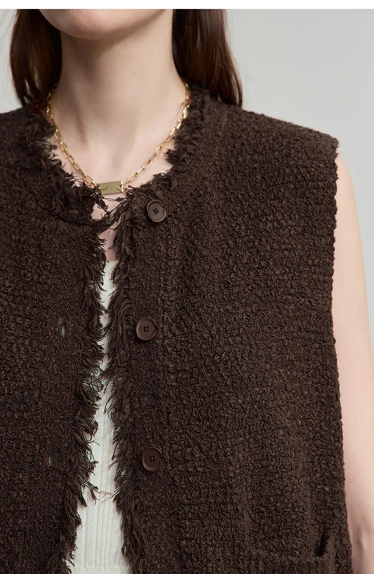 Women's Vest 2025 Autumn New O-neck Elegant Retro Knitted Vest Women's Casual Versatile Loose Sleeveless Top Female12543082