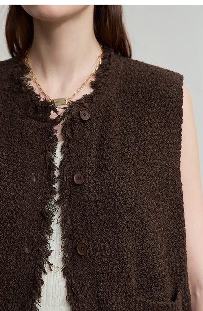 Women's Vest 2025 Autumn New O-neck Elegant Retro Knitted Vest Women's Casual Versatile Loose Sleeveless Top Female12543082