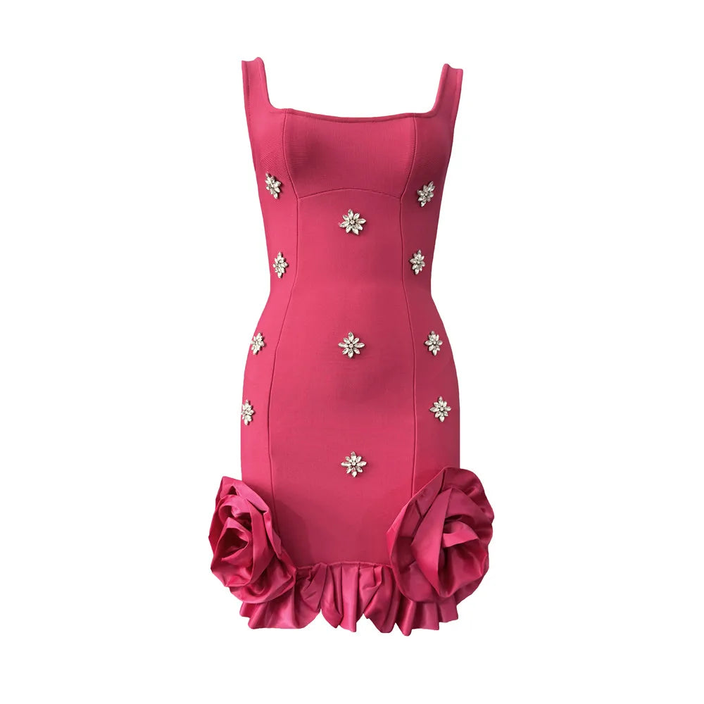 Women Sexy Ruffles Summer Clothing 2025 New Sleeveless Bandage Dress Club Party Mini Dresses