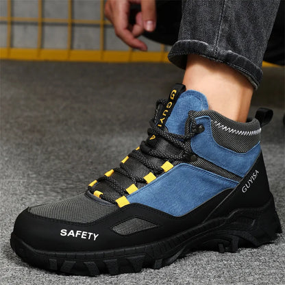 New Fashion 2026 High Top Safety Work Shoes Men Sneakers Steel Toe Cap Anti-puncture Indestructible Construction Site Boots