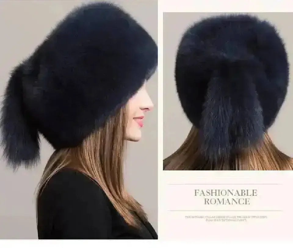 Real Fox Fur Hat For Women Winter Ear Protection Genuine Fur Hat Russian Natural Fur Bomber Hat Outdoor Thicken Warm Fur Caps