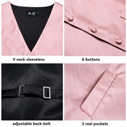Dark Red Men's Vests Silk Paisley Jacquard Waistcoat Jacket NeckTie Hanky Cufflinks for Men Business Party Designer Gifts