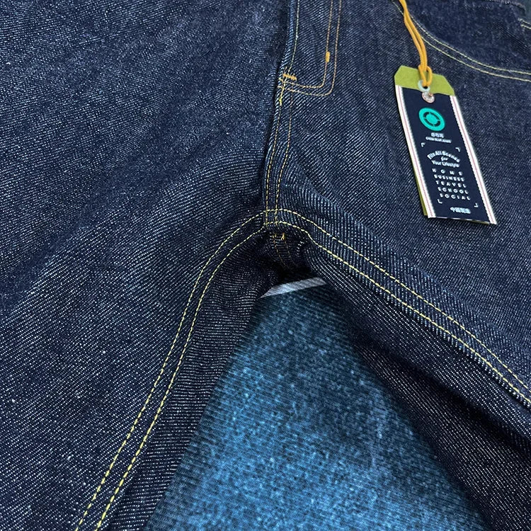 16oz High Quality Pink Selvadge Denim Jeans for Men Cotton Washed Pants Raw Blue American Vintage Hard Thick Straight Trousers