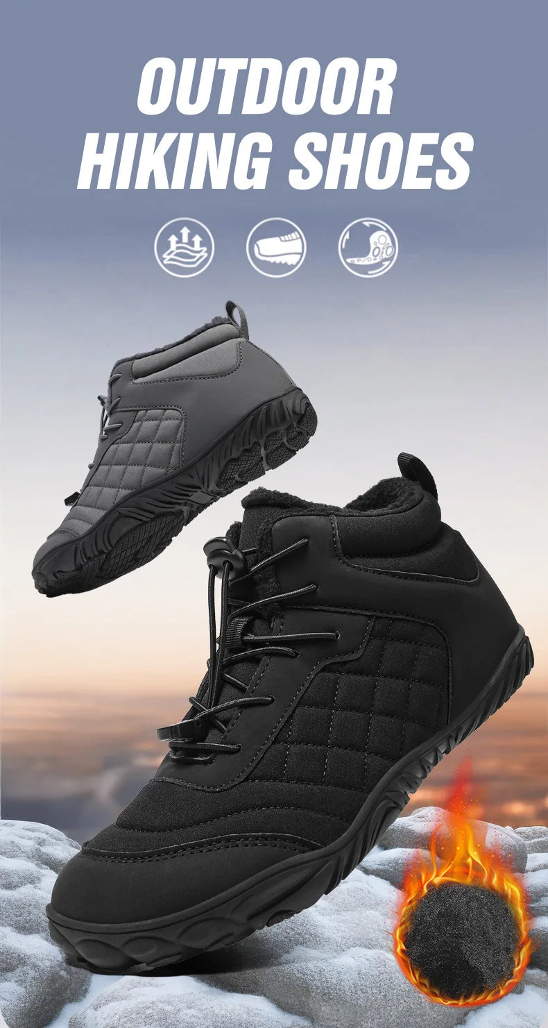 New Winter Booties Outdoor Waterproof Barefoot Boots For Men Ankle Boots Plush Warm Snow Shoes Non-slip Casual Sneakers Big Size