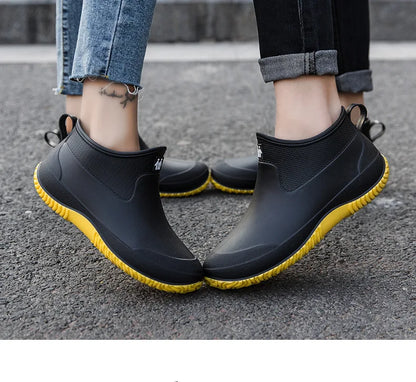 Men's Rain Boots Women's Ankle Water Shoes Non-slip Waterproof Safety Work Shoes Warm Cotton Platform outer wear Couple Lovers