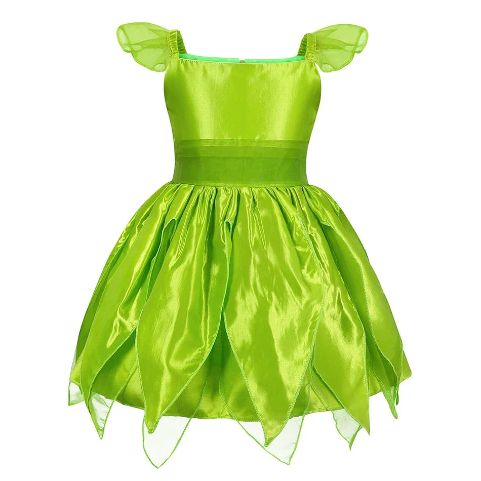 Girls Flower Fairy Dress Up Kids Princess Dress With Wings Halloween Princess Costume Elves Party Tinkerbell Tinker Bell Dress