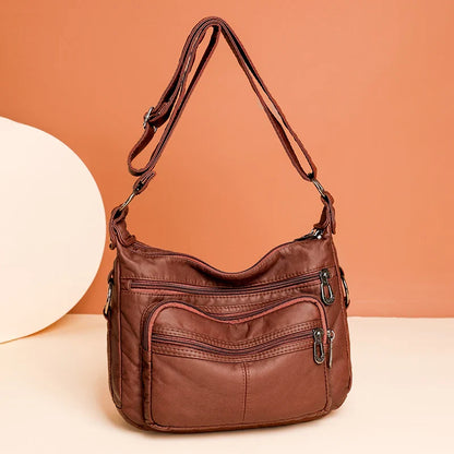 Women Bag 2023 New Fashion Middle-aged Handbag Multi-pocket Practical Messenger Vintage Shoulder Bag Hobos Trend Crossbody Pack