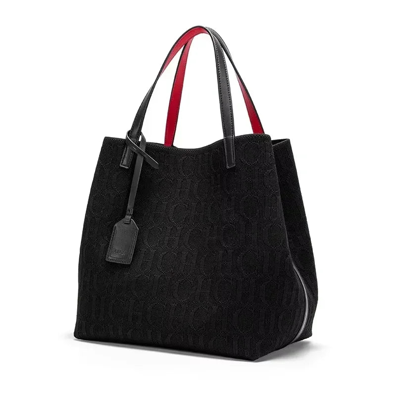 Women's Shoulder Bag Simple Solid Color Gold Letter Printed Design Women's Large Capacity Daily Commuter Bag Women's Handbag