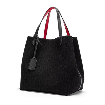 Women's Shoulder Bag Simple Solid Color Gold Letter Printed Design Women's Large Capacity Daily Commuter Bag Women's Handbag