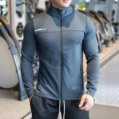 Mens Gym Fitness Tops Casual Jogging Sports Jacket Outdoor Workout Training Sweatshirt zipper Jacket Running Tights Men clothes