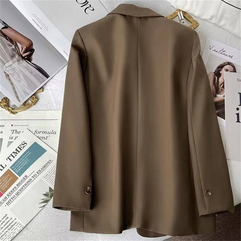 Elegant Office Lady Blazers Women Outerwears 2025Fashion Long Sleeve Single Button Blazer New Autumn Casual Female Coats Jackets