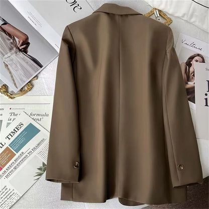 Elegant Office Lady Blazers Women Outerwears 2025Fashion Long Sleeve Single Button Blazer New Autumn Casual Female Coats Jackets