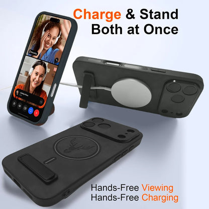 Magnetic Mobile Phone Case with Kickstand for iPhone 17 Pro Max 16 15 14 Plus 13 12 11 Stand Cases Back Cover with Holder