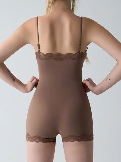 Lace Bodysuit for Women -Adjustable Straps Slim Fit Backless Jumpsuit, Breathable Lifting Seamless Underwear Sexy Lingerie