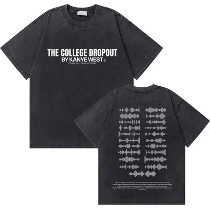 Washed Vintage Rapper Kanye West Graphic T-shirts THE LIFE OF PABLO Cover Print Tshirt Men Hip Hop Fashion Oversized T Shirts