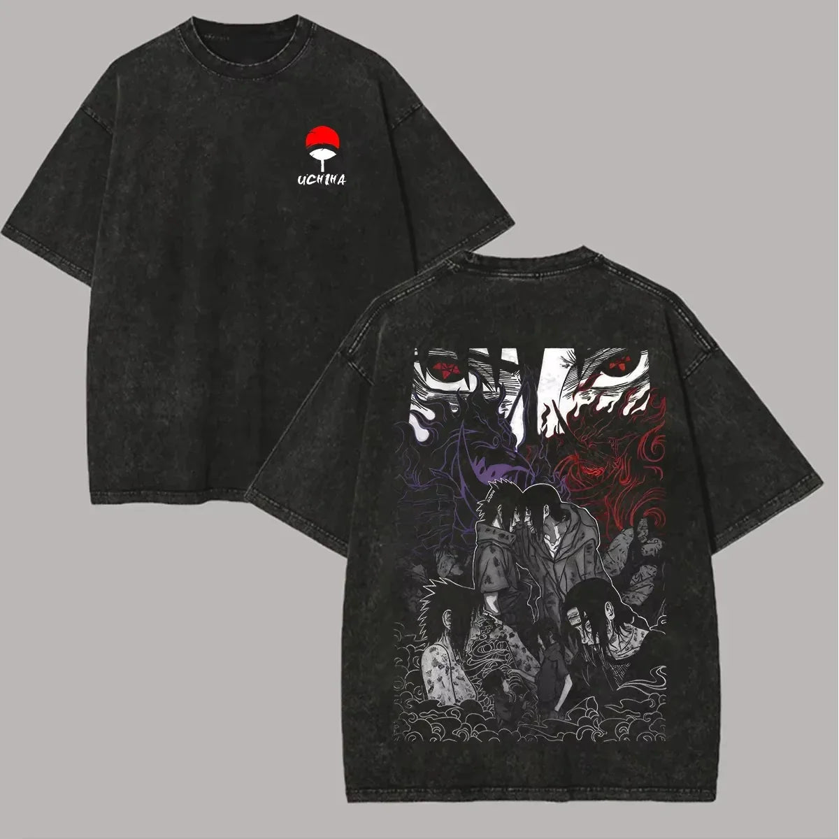 Naruto Itachi Sasuke Shirt Uchiha Sharingan Brothers 2026 Summer New Retro Style Urban Anime Retro Men's Clothing Street Y2k