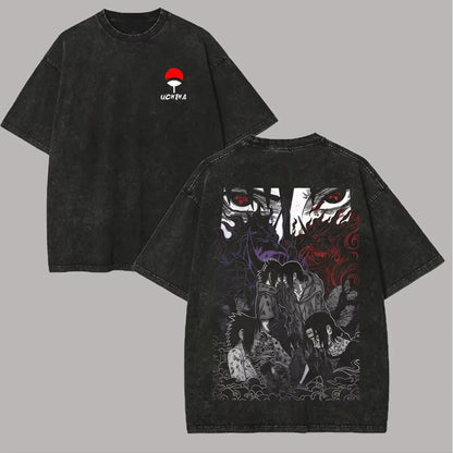 Naruto Itachi Sasuke Shirt Uchiha Sharingan Brothers 2026 Summer New Retro Style Urban Anime Retro Men's Clothing Street Y2k