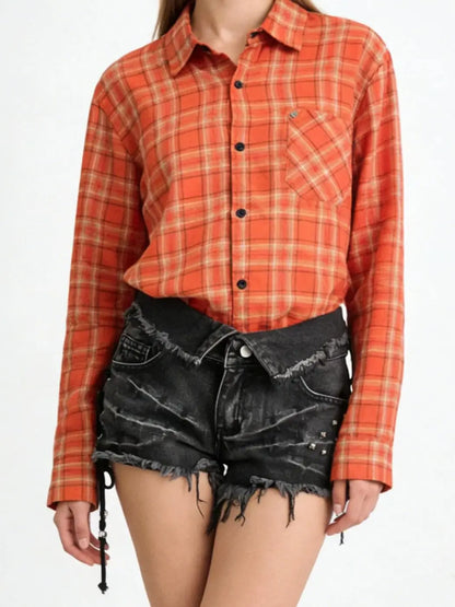 Women's Black Gothic Rivet Cargo Denim Shorts Y2K Harajuku High Street Aesthetic Sexy 2000S Style Vintage Denim Shorts Clothing