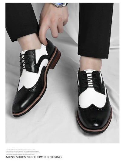 2026 New Brocker-carved Derby Men's Shoes Spring Summer New Business Formal Casual Shoes Male Fashion Big Size Leather Shoe Man