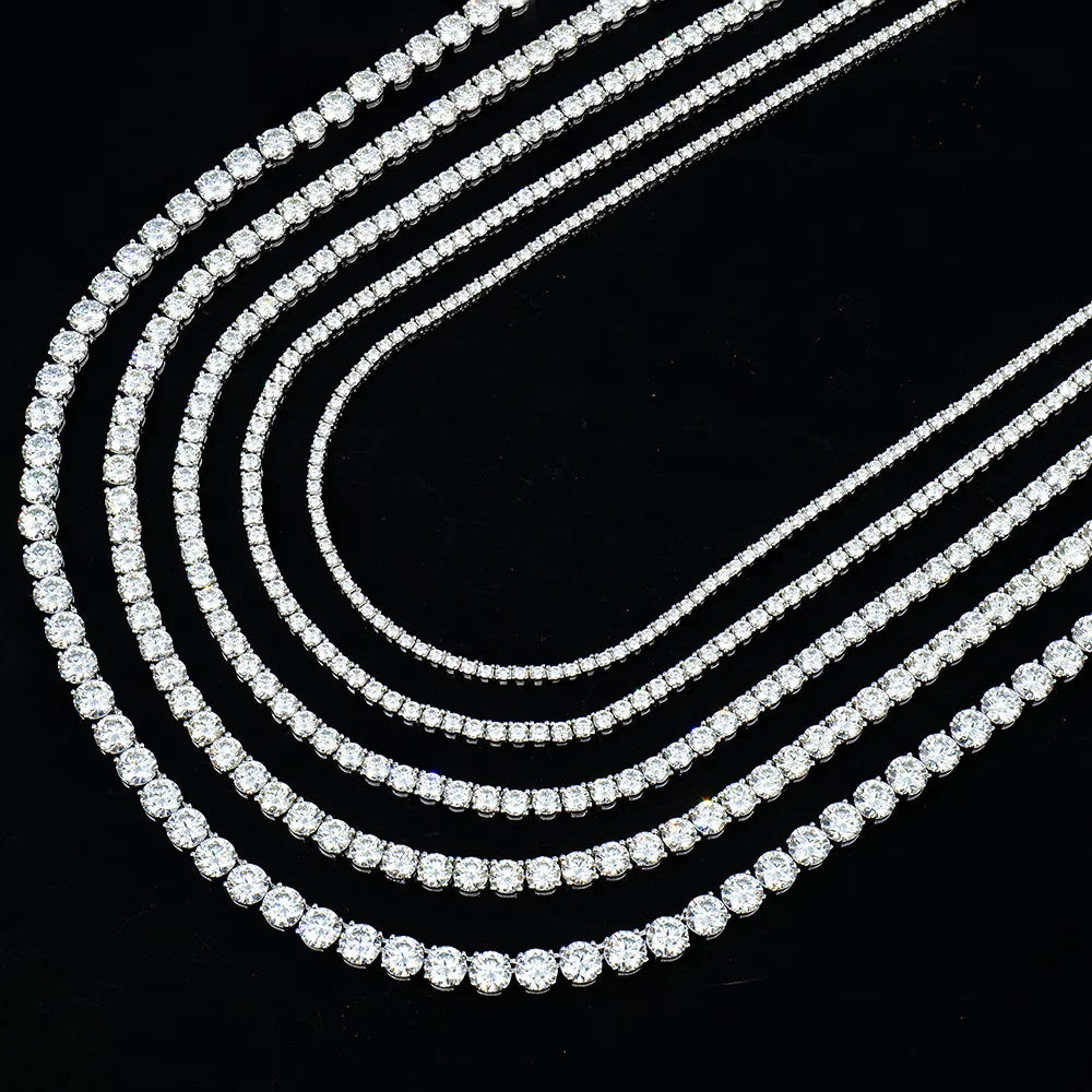 Certified GRA Moissanite Tennis Necklace 3/4/5/6mm Solid 925 Sterling Silver Diamond Tennis Necklaces for Women Man