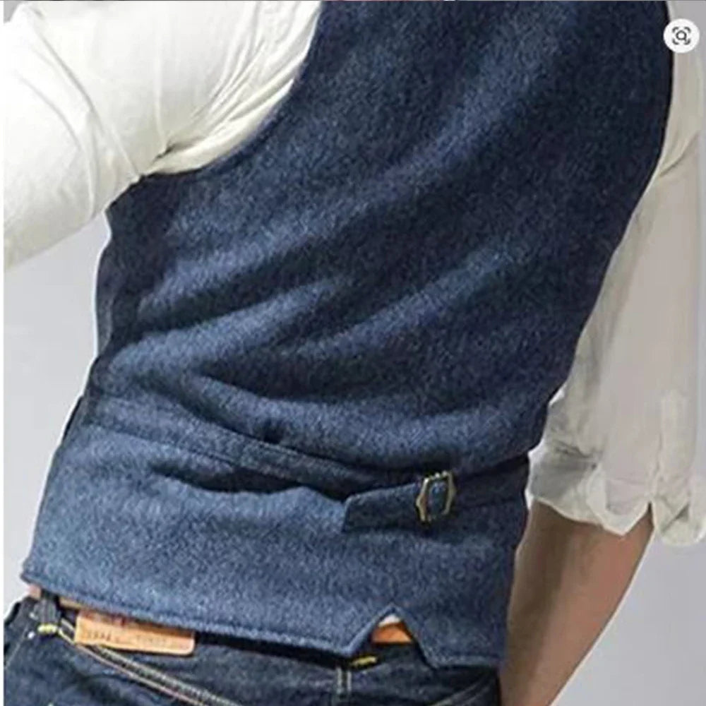 Men's Suit Vest Herringbone Pattern Retro British Style Double Breasted Waistcoat Four Season Outerwear Wedding Party traveling