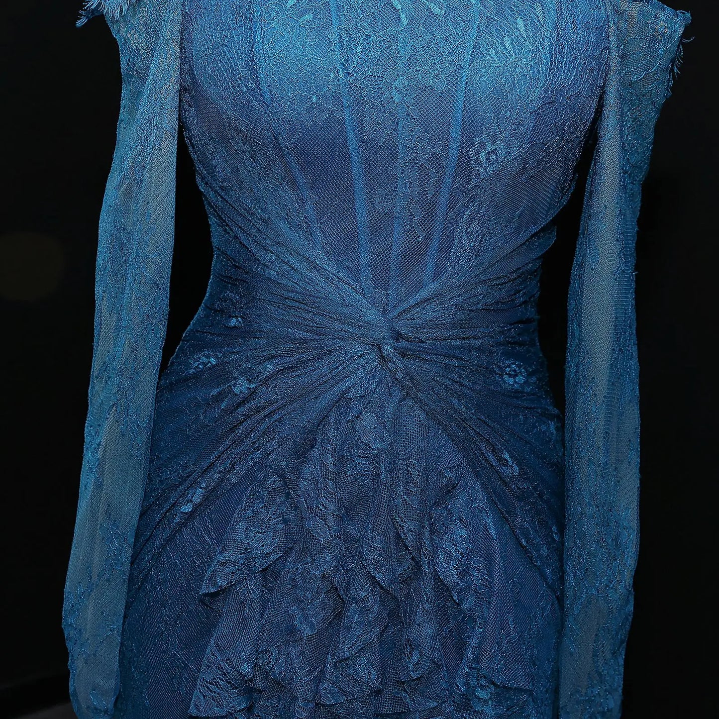 Said Luxury Blue Lace Evening Dress Saudi Arabia Elegant Off Shoulder Wedding Guest Gowns Formal Party Dress SF519 Custom